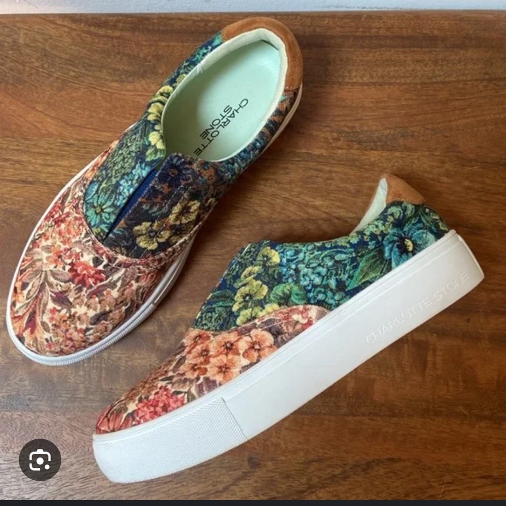 Charlotte Stone Arianne Multicolor Floral Slip-Ons Sneakers